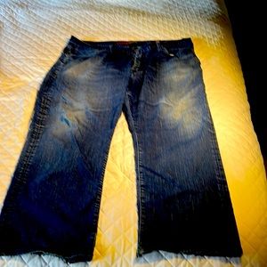 Agave Classic Cowboy-straight leg, distressed jeans, “triple indigo flex”